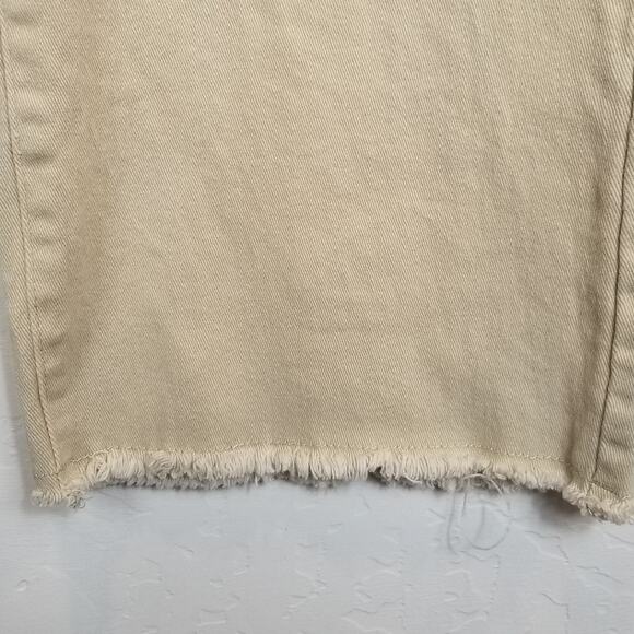 Forever 21 Women's High Rise Wide Leg Frayed Raw Hem Jeans Tan Size 30 - Picture 7 of 7